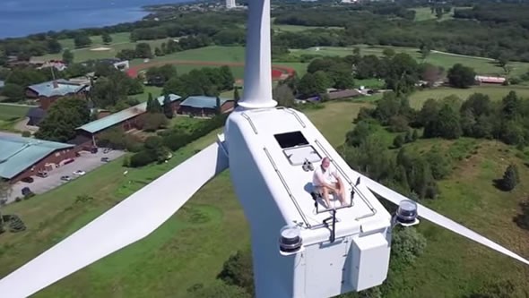 Drone 200-foot tall wind turbine